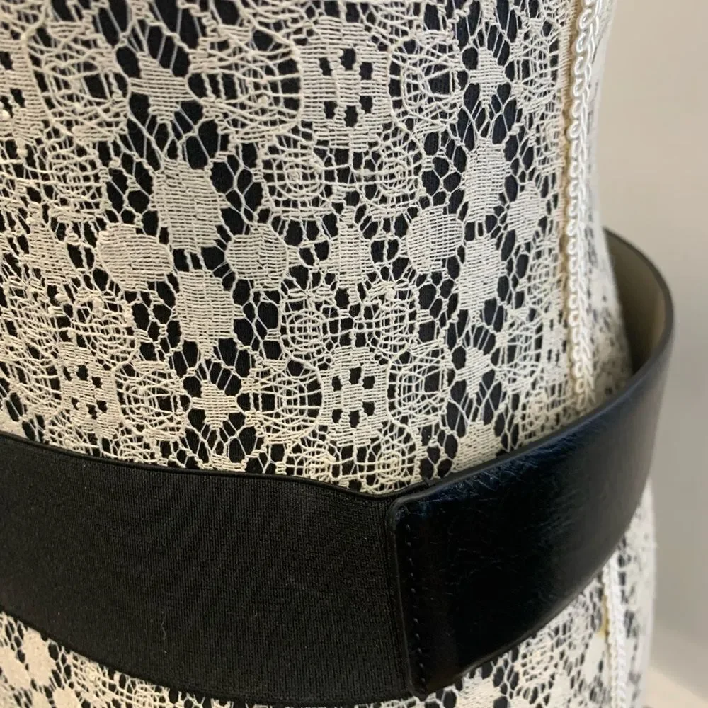 Vince Camuto Black Leather Belt with Silver Buckle NWOT